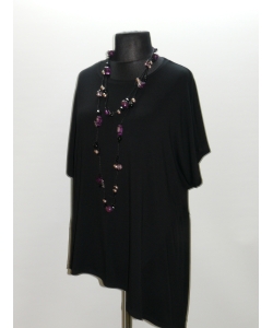Czarna tunika Kimono asymetryczna z dłuższym bokiem